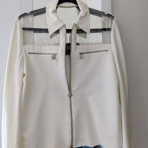 Versus by Versace clear shoulder, white blouse